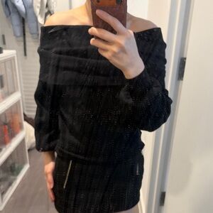 Zara Off-Shoulder Black Sweater